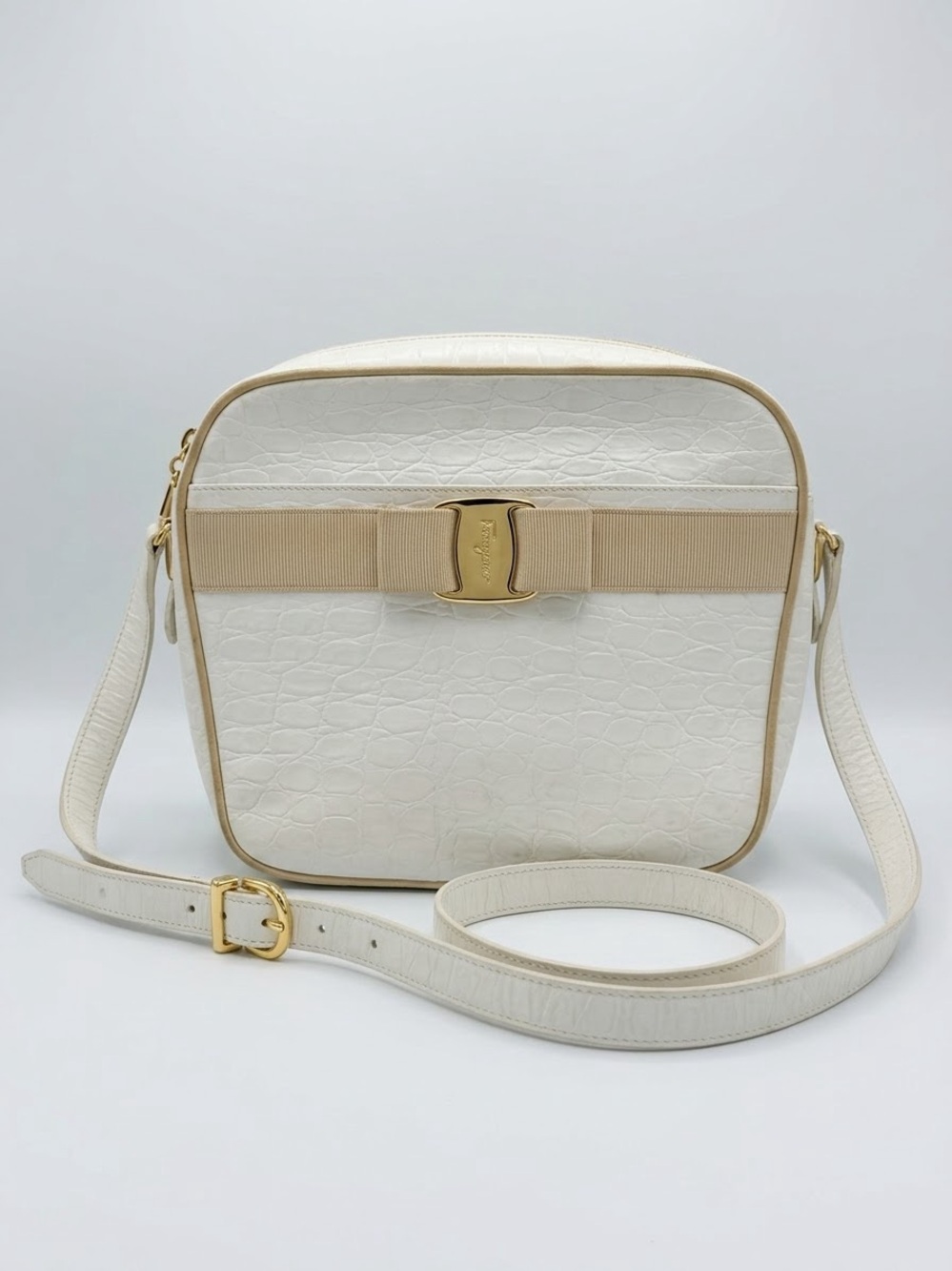 Salvatore Ferragamo Vintage Vara Bow Embossed Leather Crossbody Bag